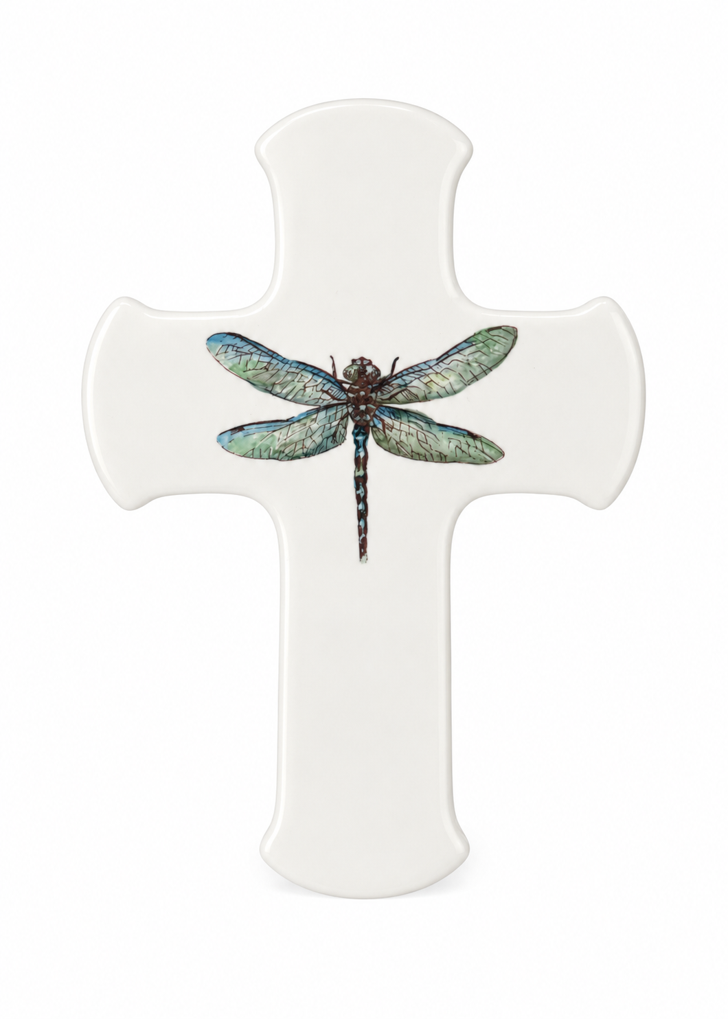 Blue Dragonfly Porcelain Wall Cross Decor