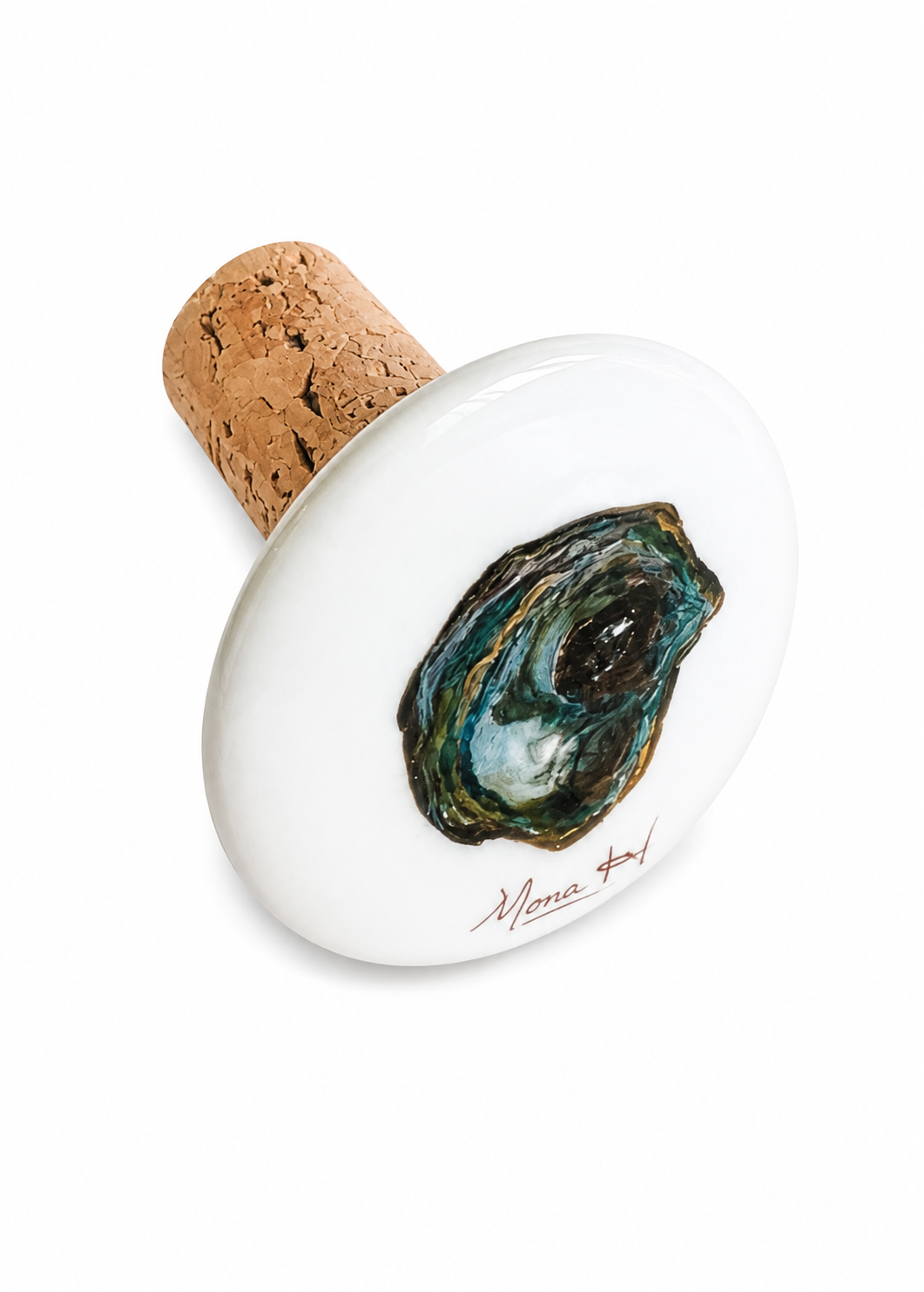 Hand Painted Porcelain Oyster Wine Cork