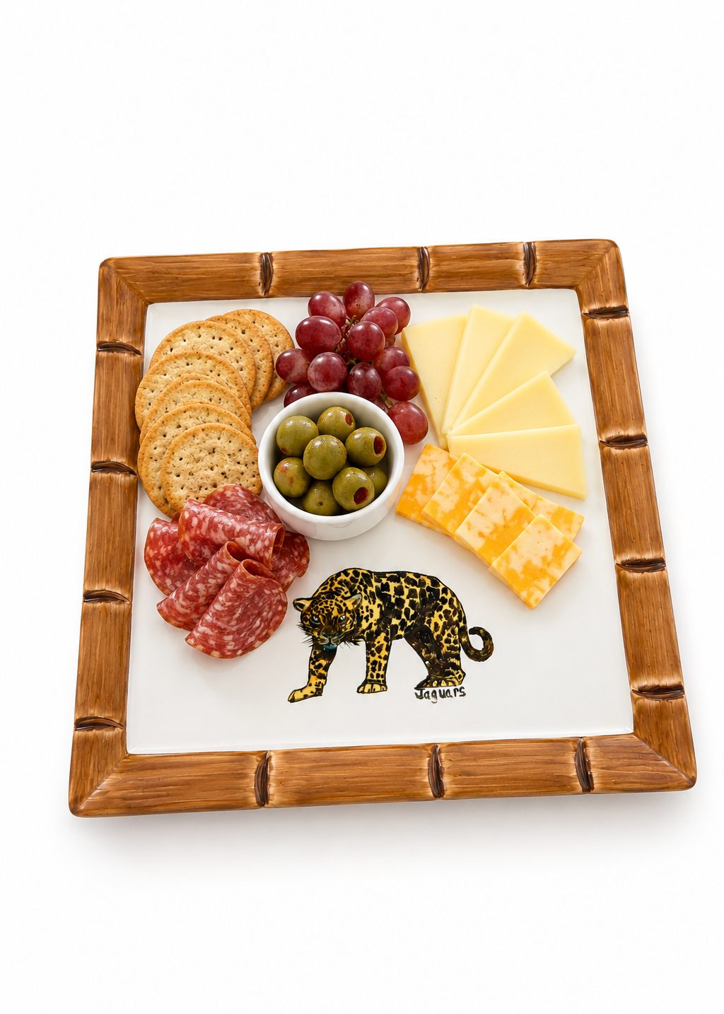 Hand Painted Porcelain Jaguar Football Season Square Plate