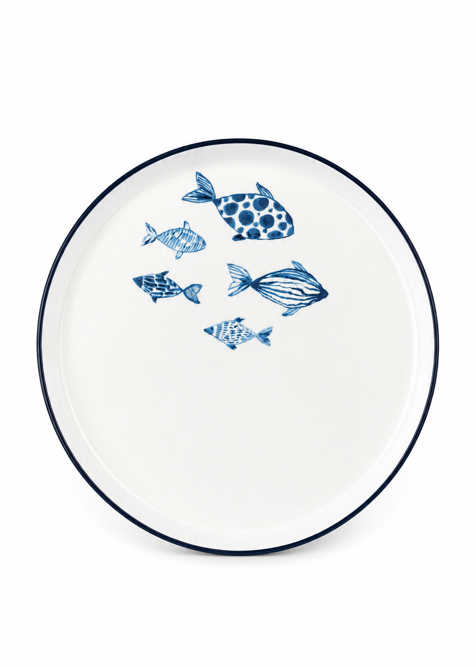 Coastal Hand Painted Fish Porcelain Serving Plate