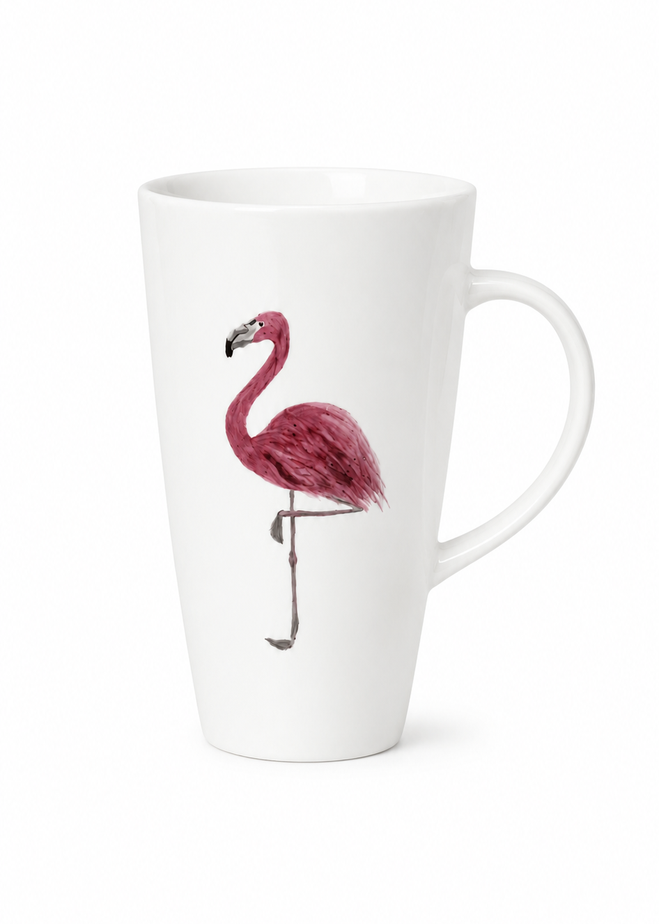 Coastal Hand Painted Flamingo Porcelain Coffee Latte Mug