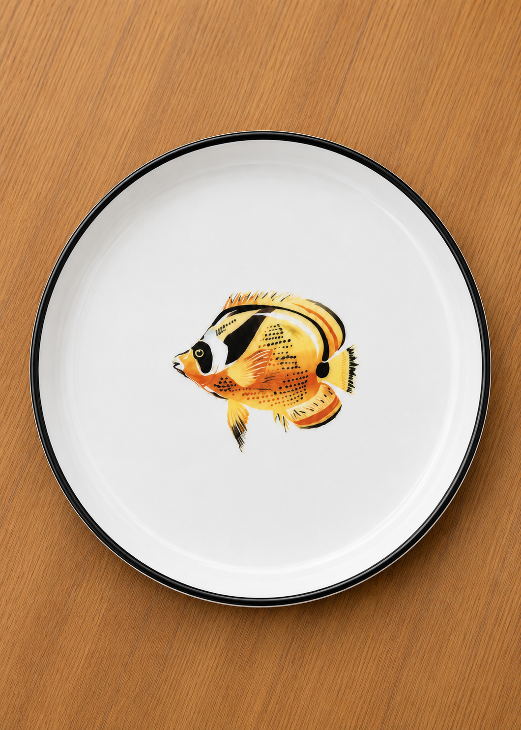 Coastal Tropical Hand Painted Yellow Fish Appetizer Plate