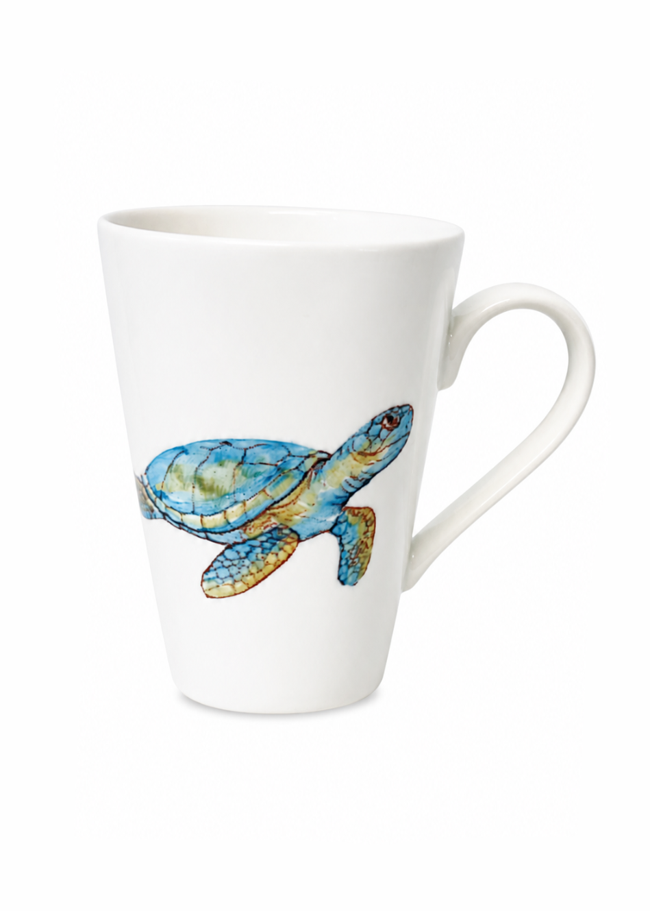 Hand-Painted Coastal Multicolor Seaturtle Porcelain Coffee Mug