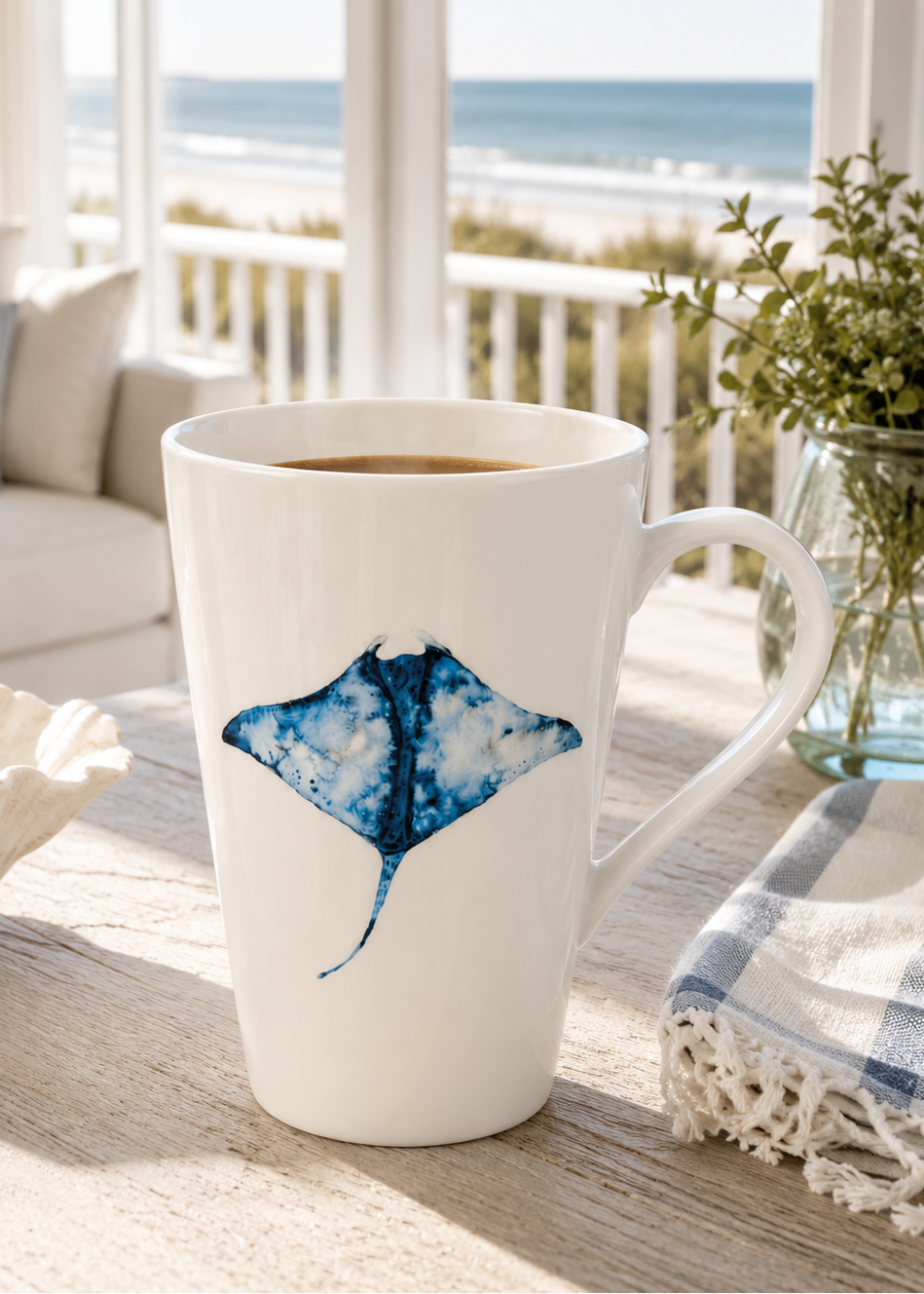 Coastal Stingray Porcelain Mug Coffee Tea