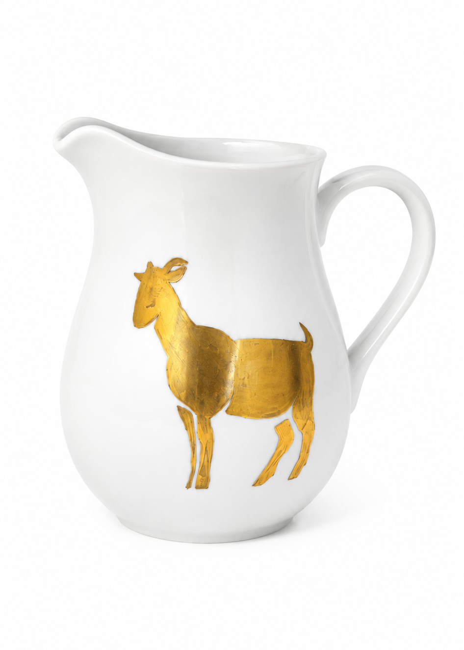 Metallic Gold Goat Porcelain Pitcher