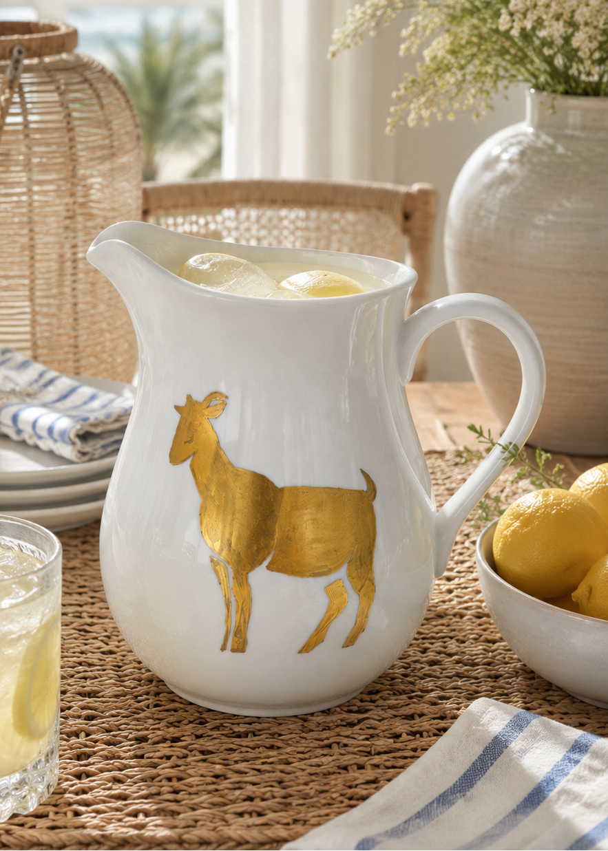 Metallic Gold Goat Porcelain Pitcher
