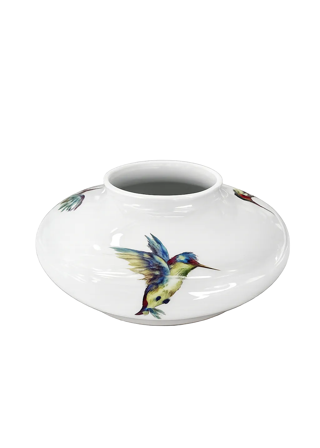 Hand Painted Hummingbird Porcelain Vase