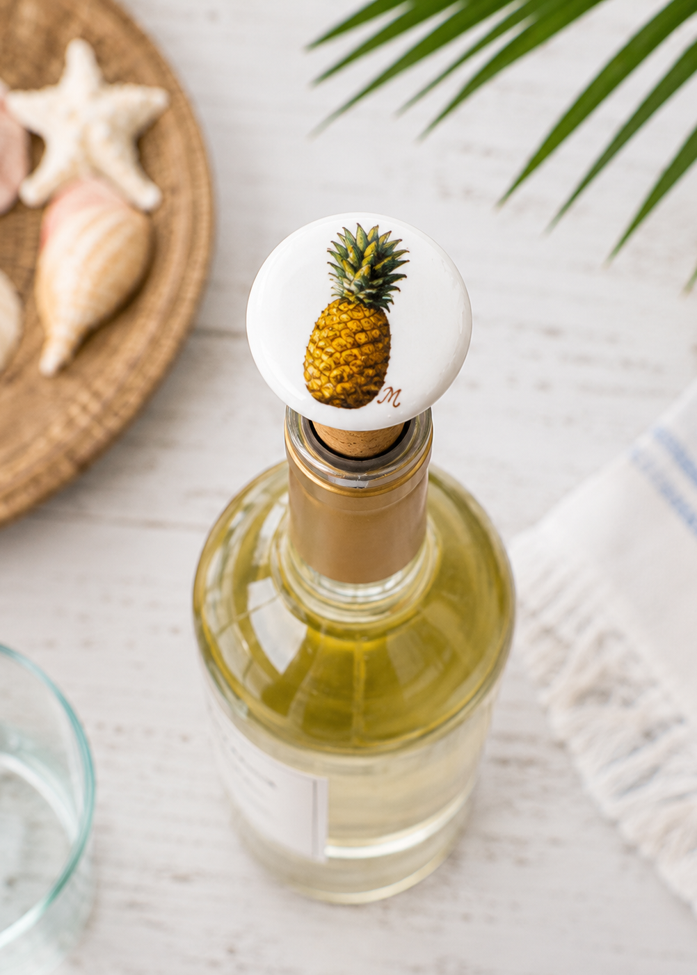 Coastal Pineapple Porcelain Wine Cork Stopper