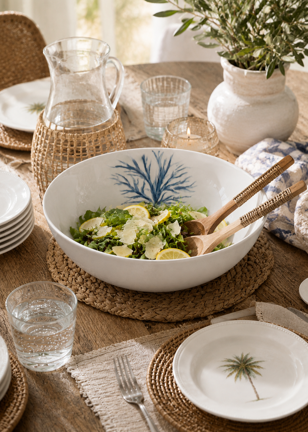 Blue Coral Porcelain Serving Bowl
