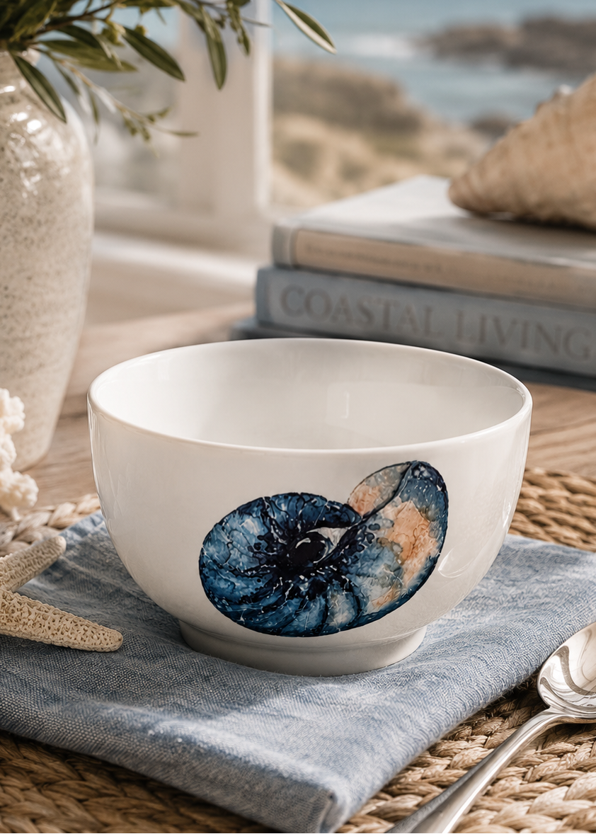 Coastal Nautilus Shell Porcelain Bowl