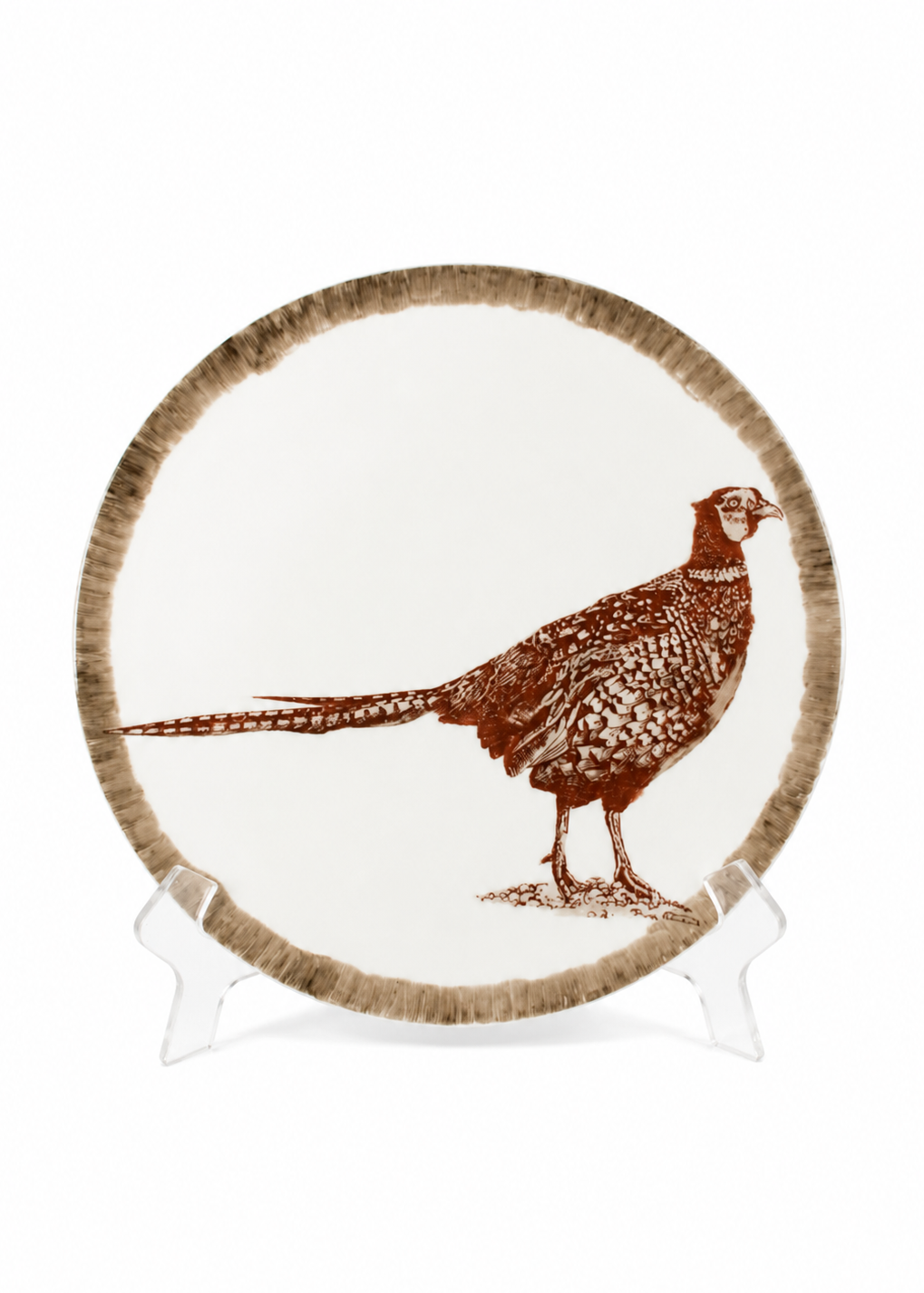 Hand-Painted Pheasant Platter – Round Porcelain Thanksgiving Serving Dish