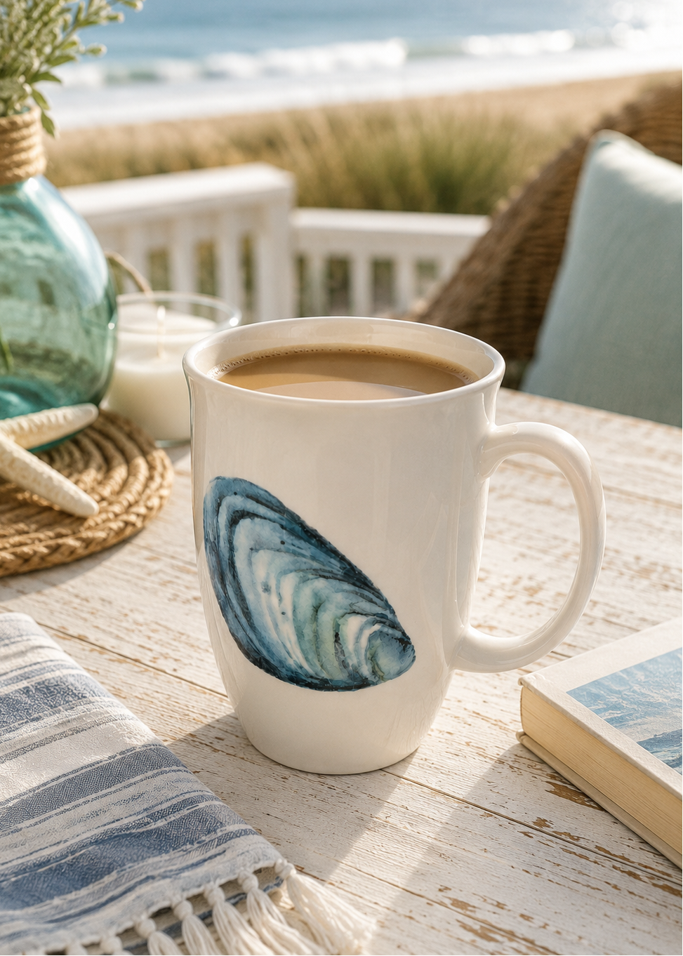 Blue Mussel Shell Porcelain Mug