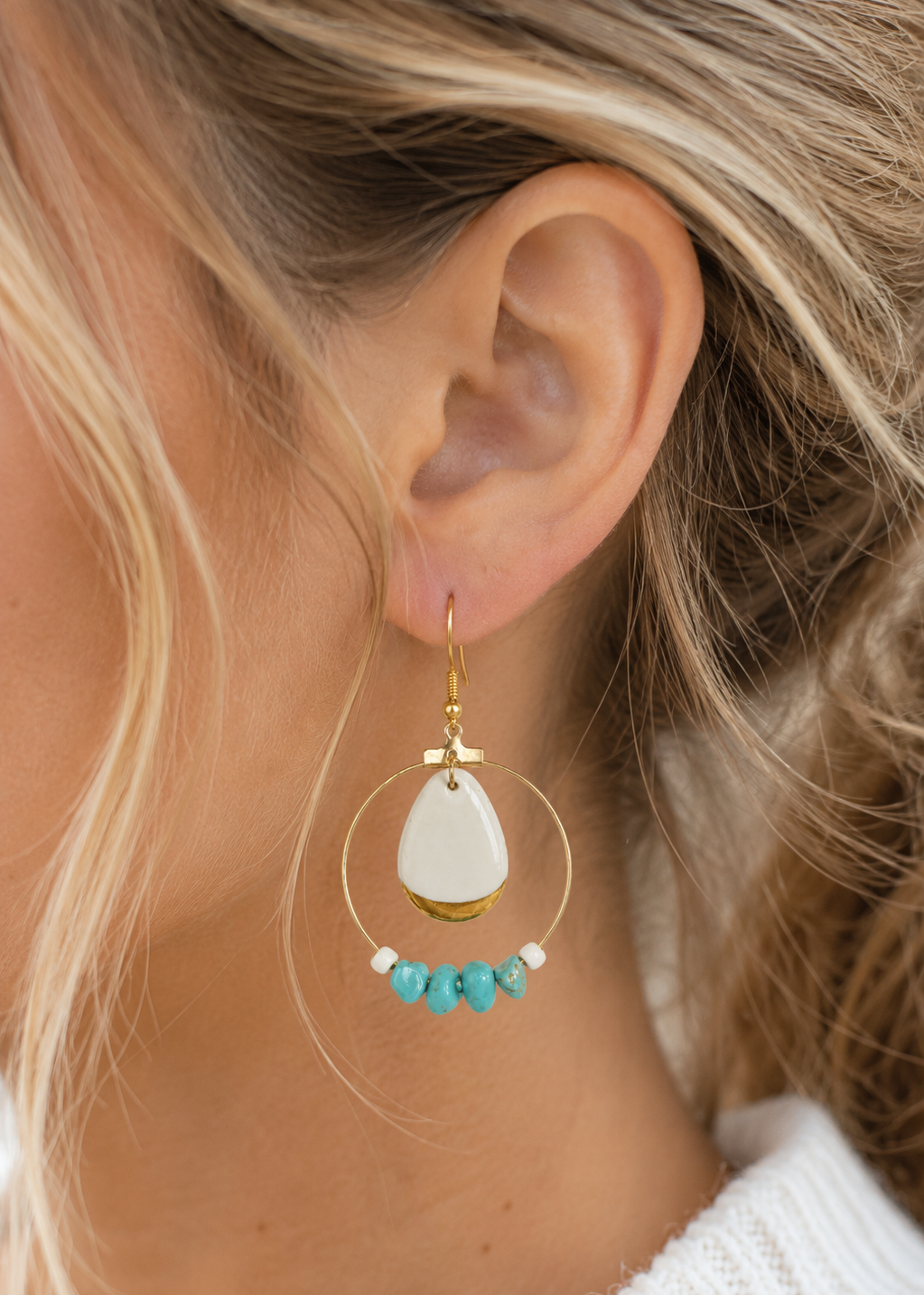 Turquoise Hoop Drop Earrings