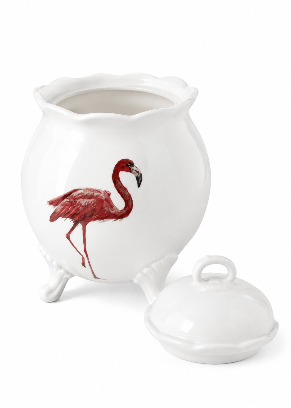 Coastal Flamingo Porcelain Decorative Jar
