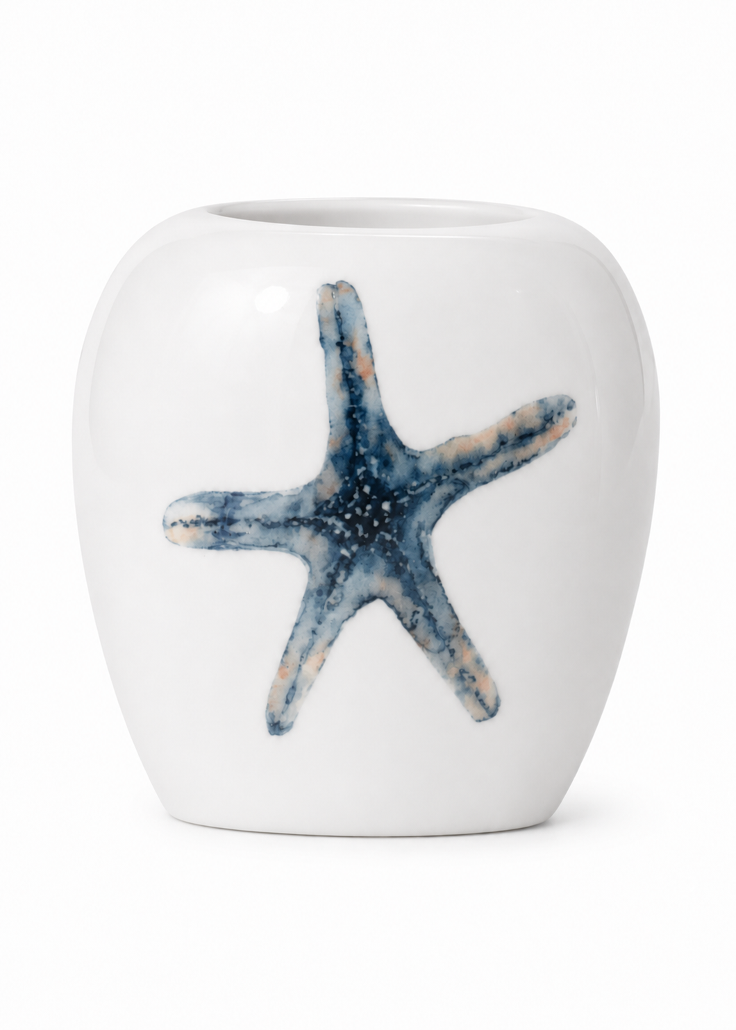 Starfish Porcelain Vase | Coastal Beach House Decorative Flower Vase