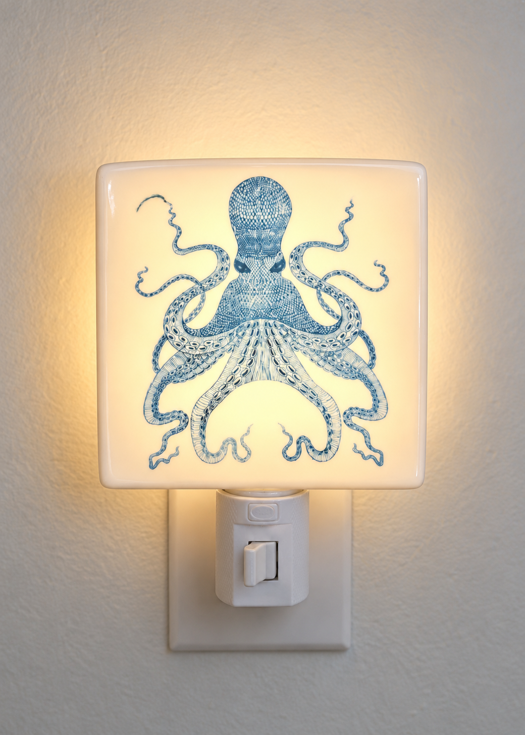 Hand-Painted Coastal Octopus Porcelain Nightlight