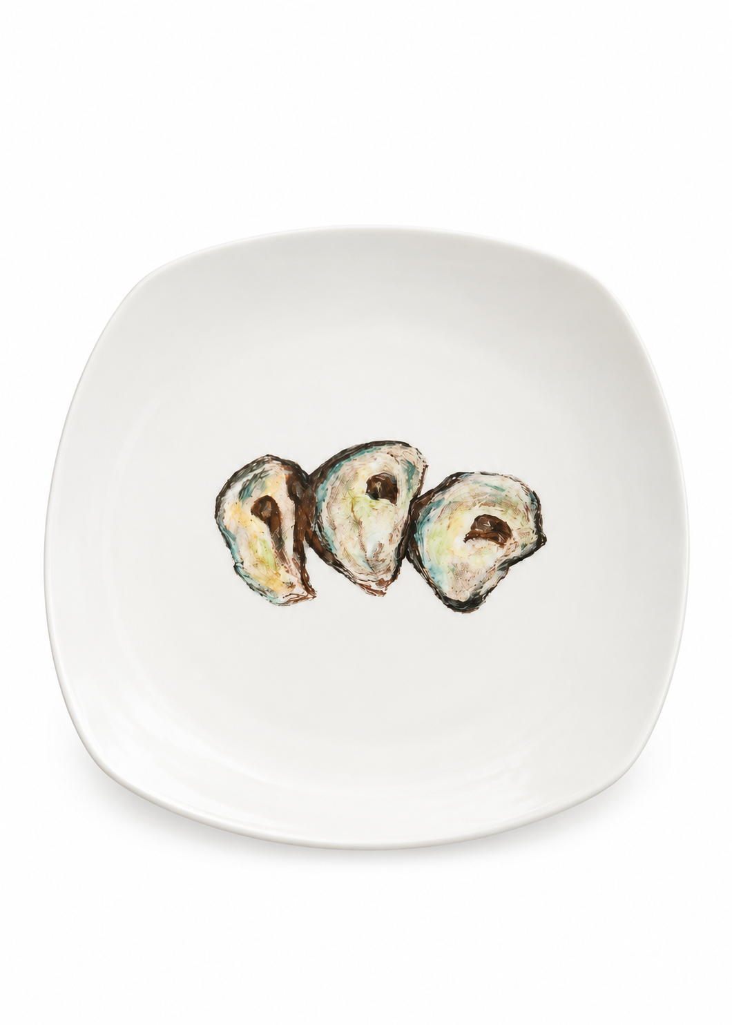 Hand-Painted Oyster Porcelain Serving Bowl