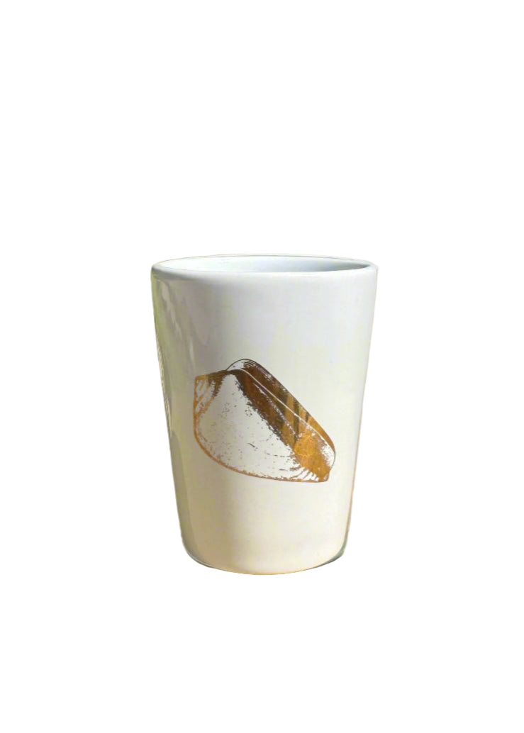 Gold Seashell Coastal Ceramic Shot Glass