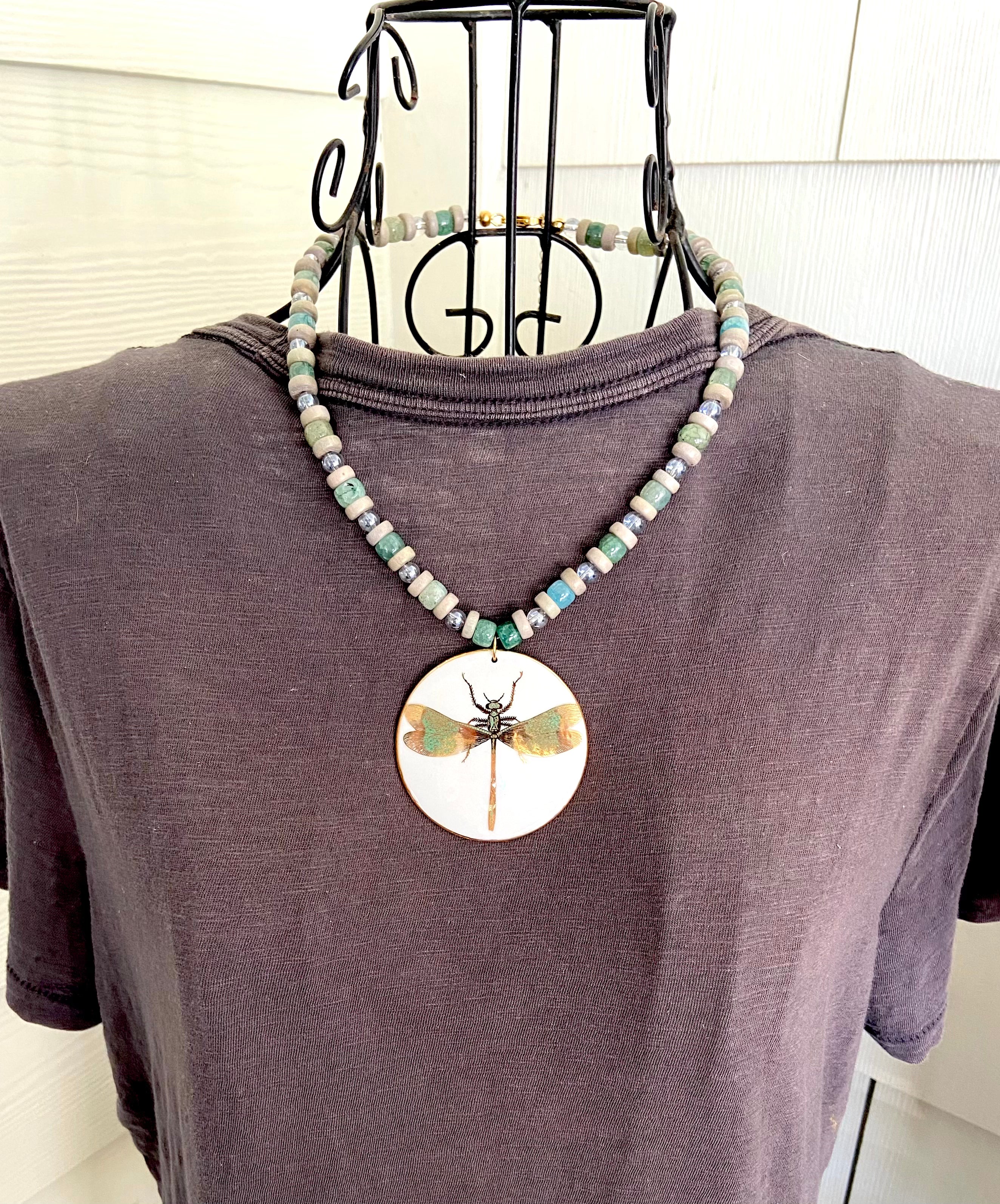 A gift for her, dragon fly lover necklace