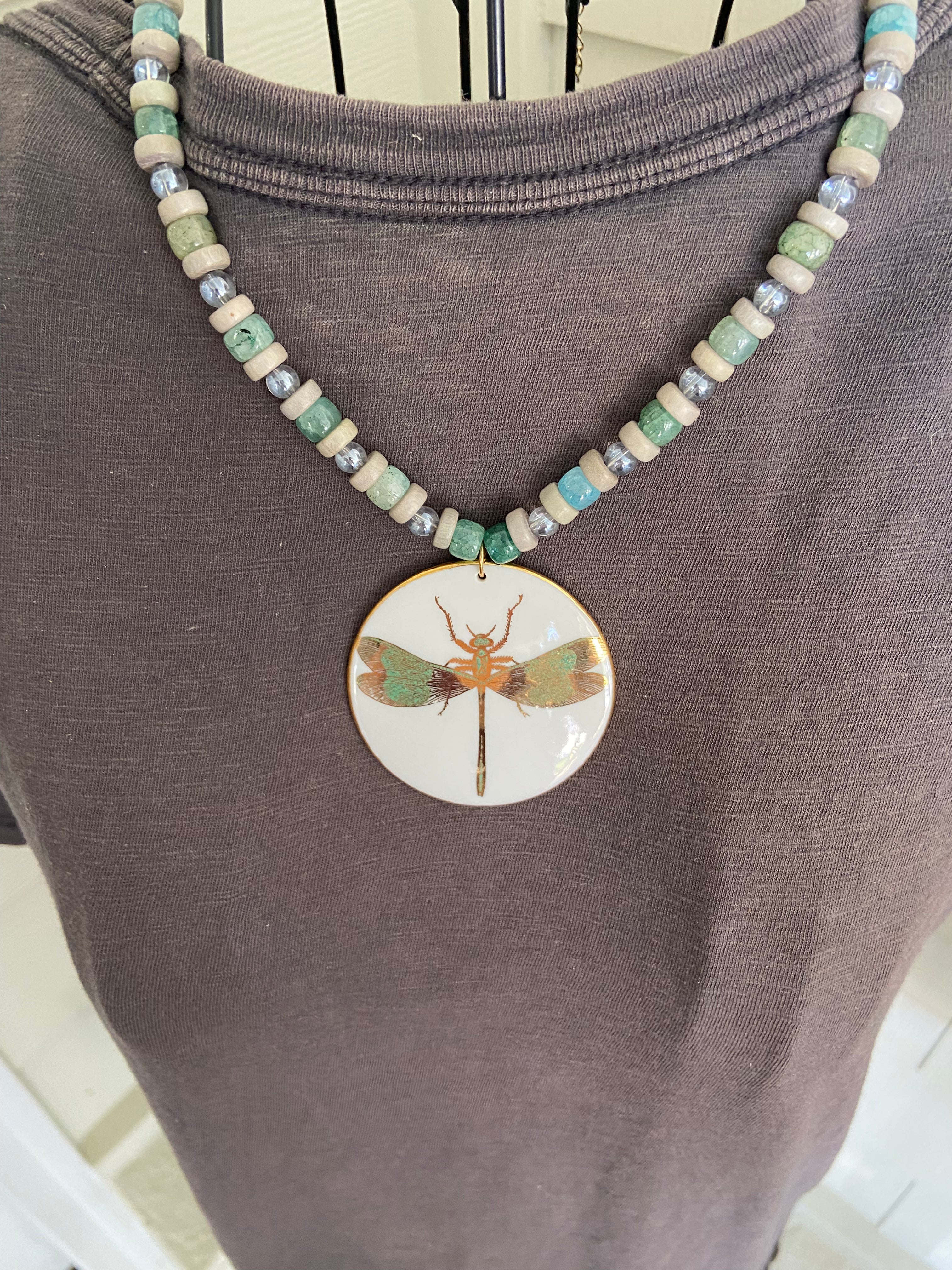 A gift for her, dragon fly lover necklace