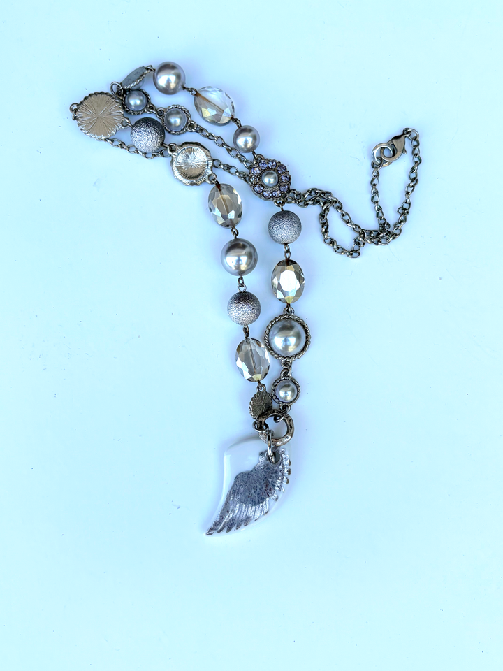 Platinum Single Angel Wing Necklace