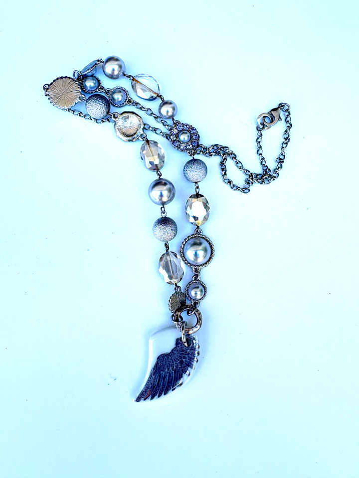 Platinum Single Angel Wing Necklace
