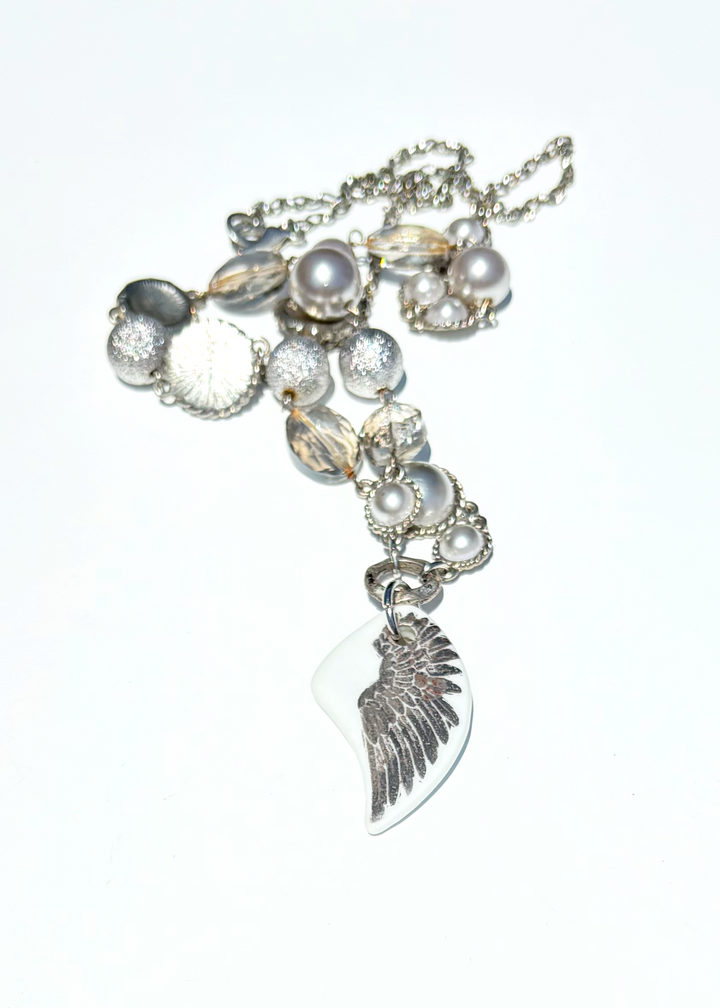 Platinum Single Angel Wing Necklace