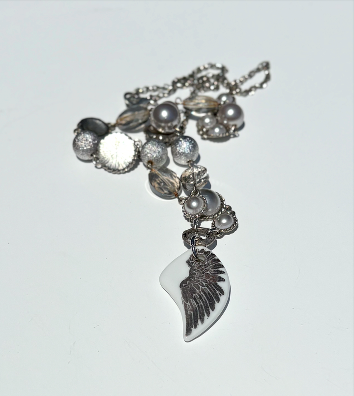 Platinum Single Angel Wing Necklace