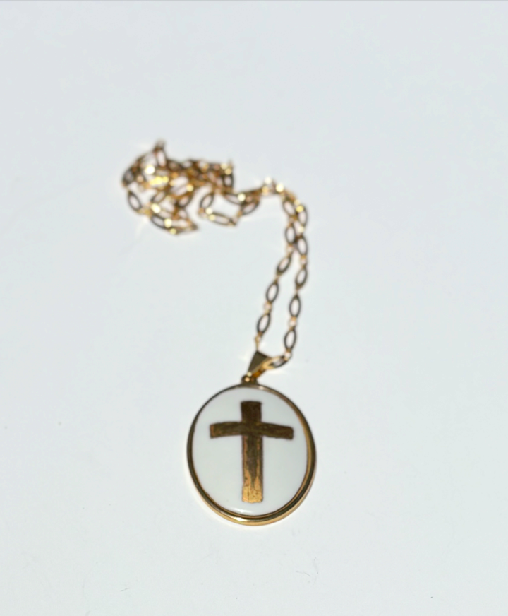 Gold Cross Pendant Necklace on a Gold Filled Chain
