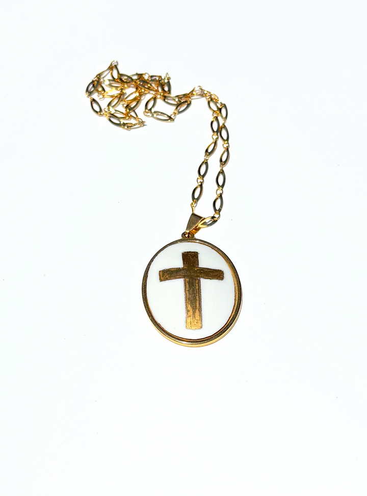 Gold Cross Pendant Necklace on a Gold Filled Chain