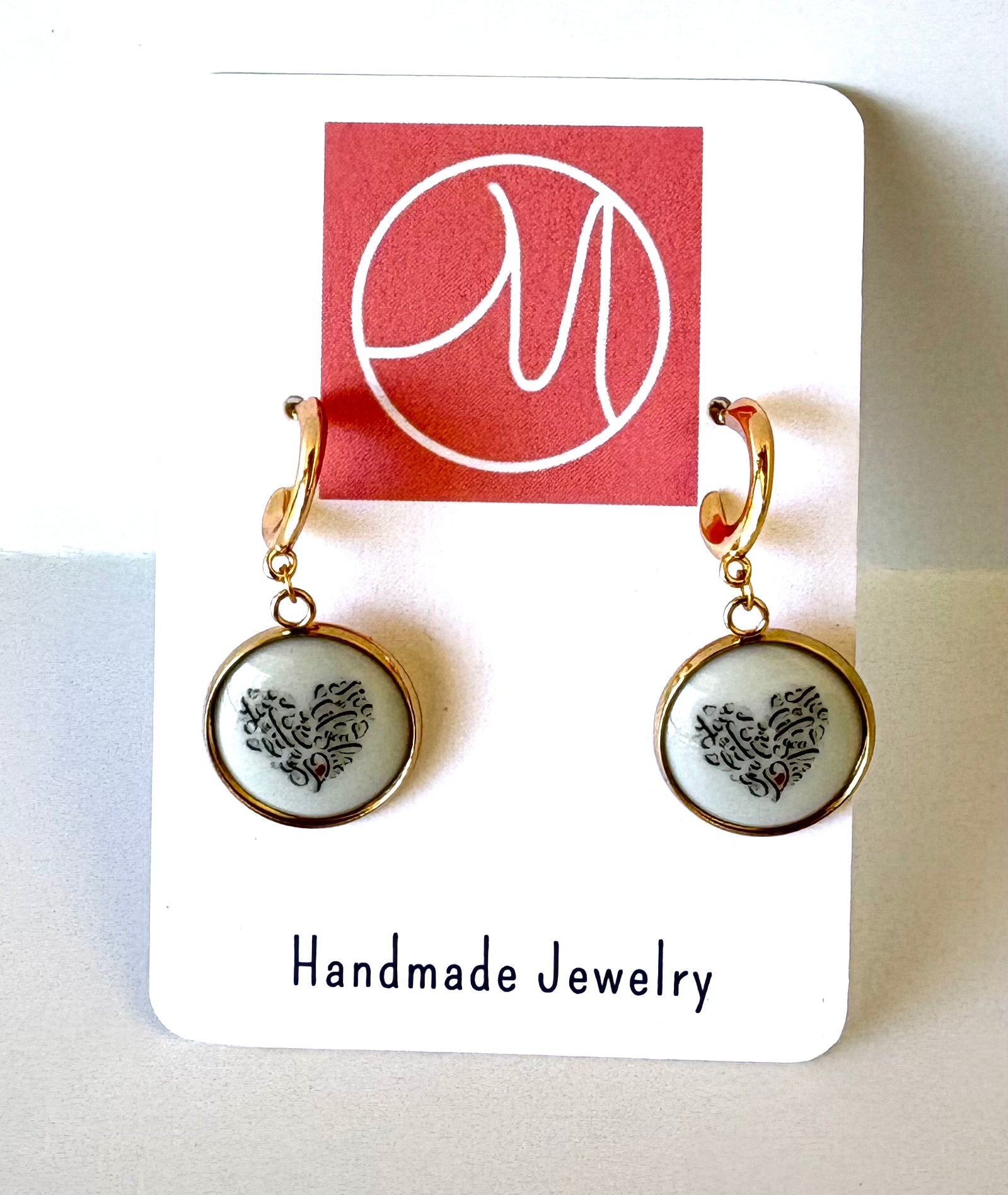 Gold Filled Bezel Heart Earrings