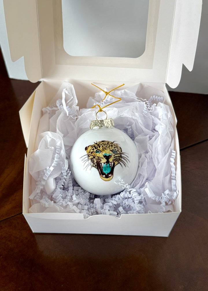 Jaguar Face Ball Ornament