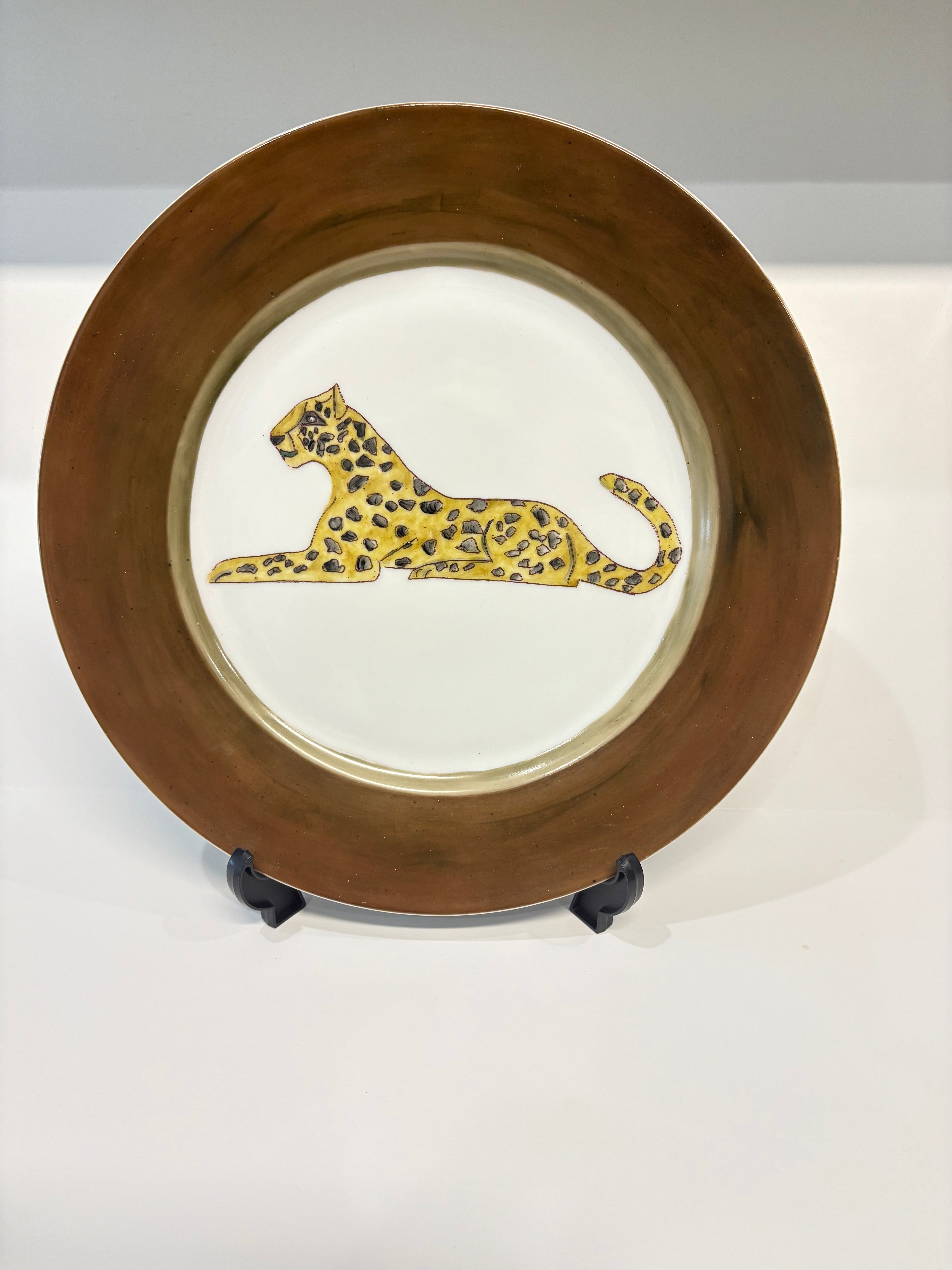 Hand-Painted Porcelain Jaguar Plate