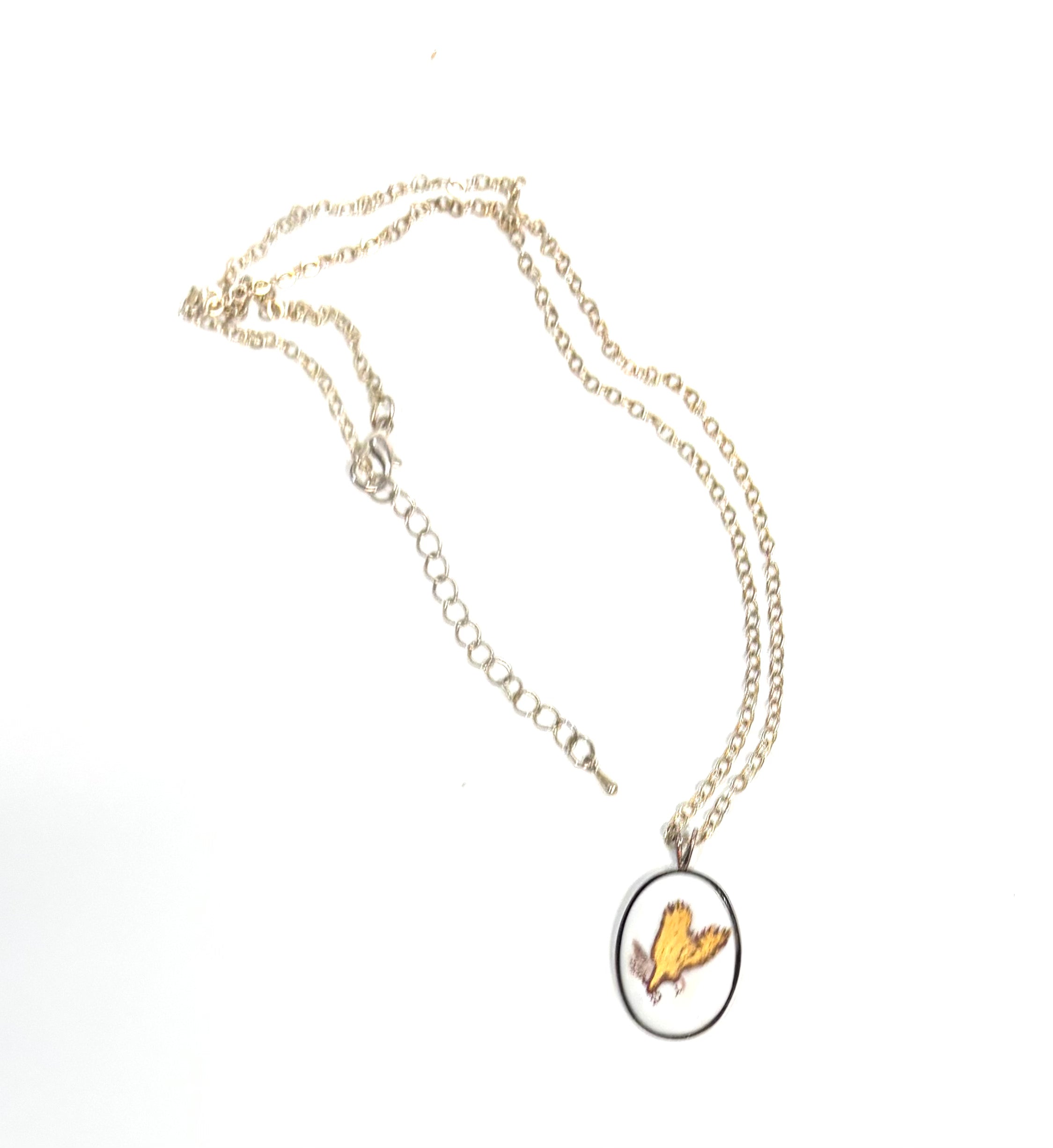 Gold Eagle Porcelain Pendant Necklace