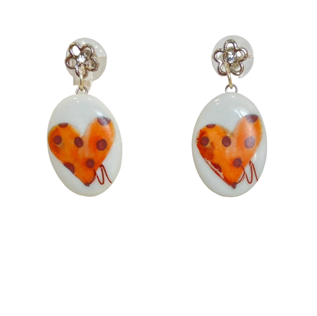 Heart Earrings Stud Post Dot Jewelry Whimsical