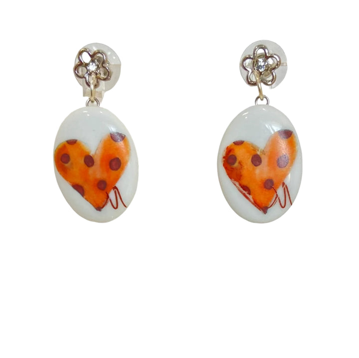 Heart Earrings Stud Post Dot Jewelry Whimsical
