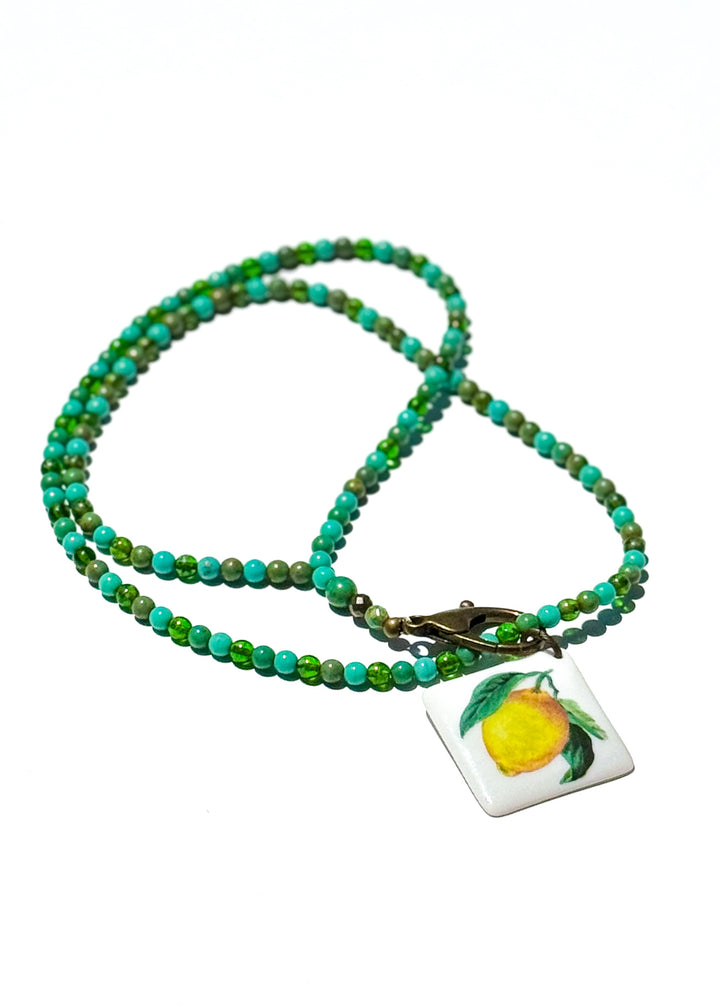 Lemon Beaded Necklace Fruit Necklace Lemon Lover Jewelry