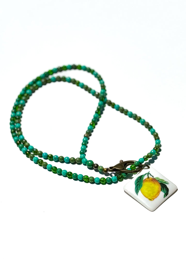 Lemon Beaded Necklace Fruit Necklace Lemon Lover Jewelry