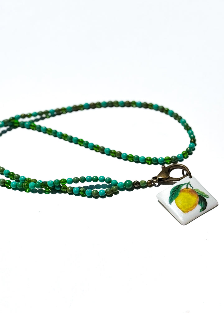 Lemon Beaded Necklace Fruit Necklace Lemon Lover Jewelry
