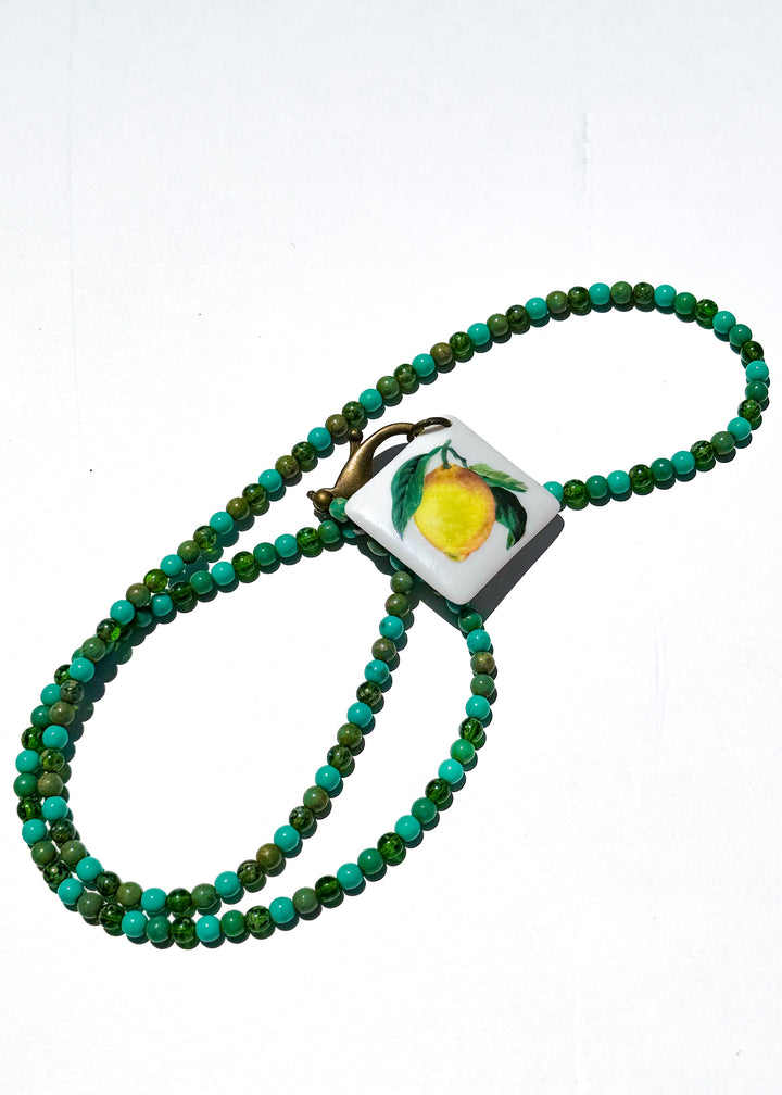 Lemon Beaded Necklace Fruit Necklace Lemon Lover Jewelry