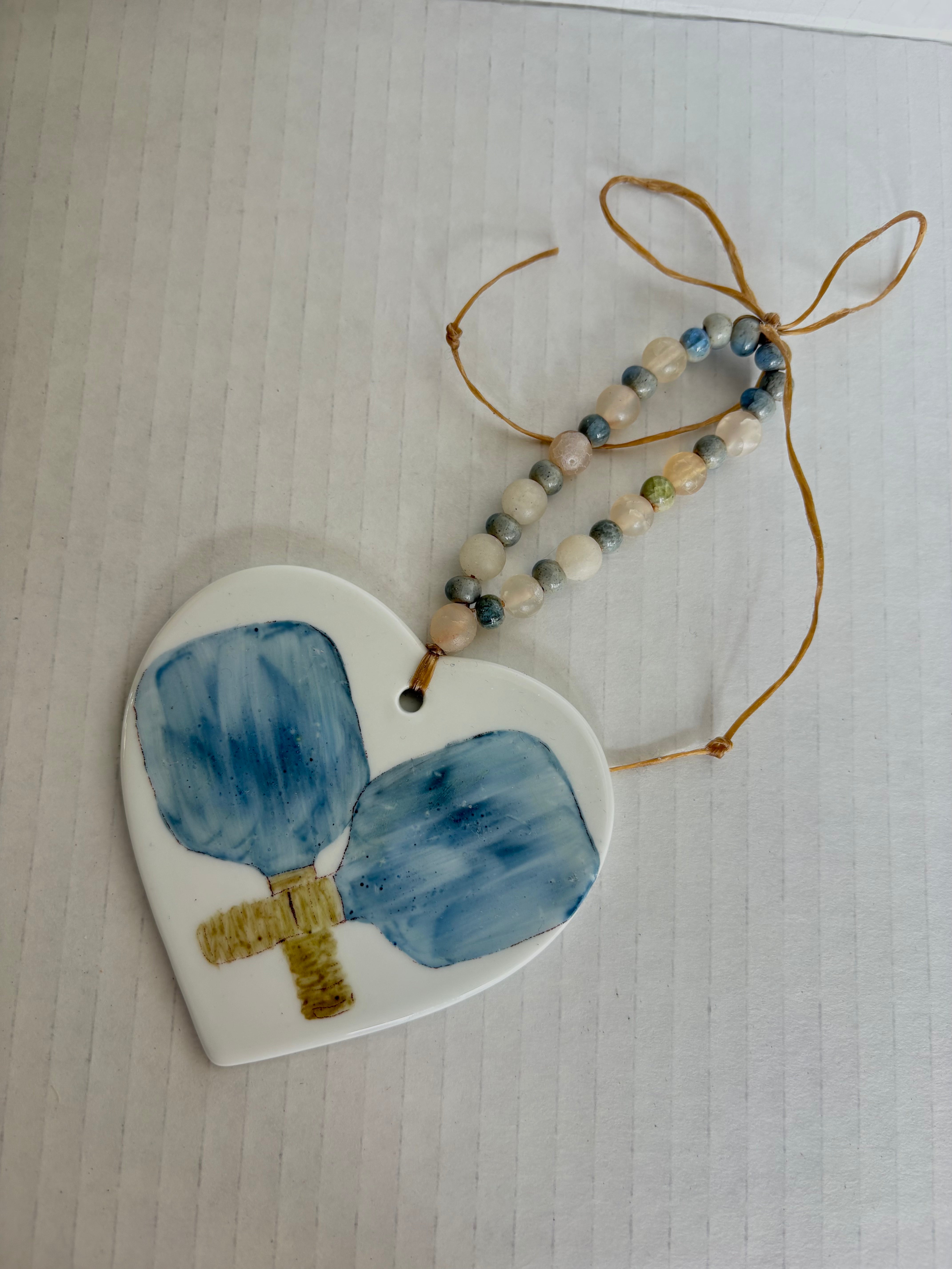 Blue Pickleball Rackets Porcelain Wine Charm by MadebyMonaH