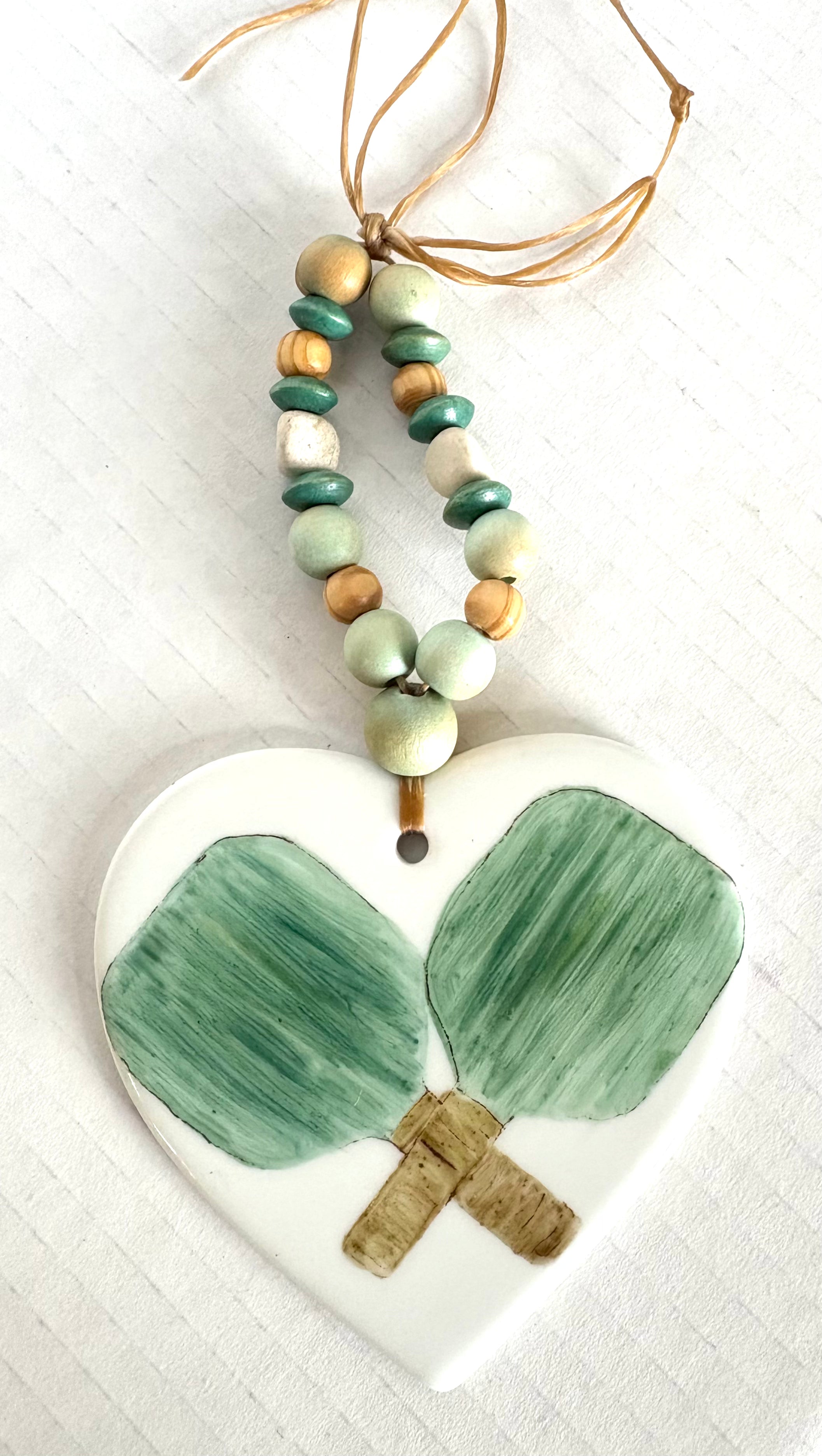 Pickleball Heart Wine Bottle Charm – Hand Painted Porcelain Gift by MadebyMonaH