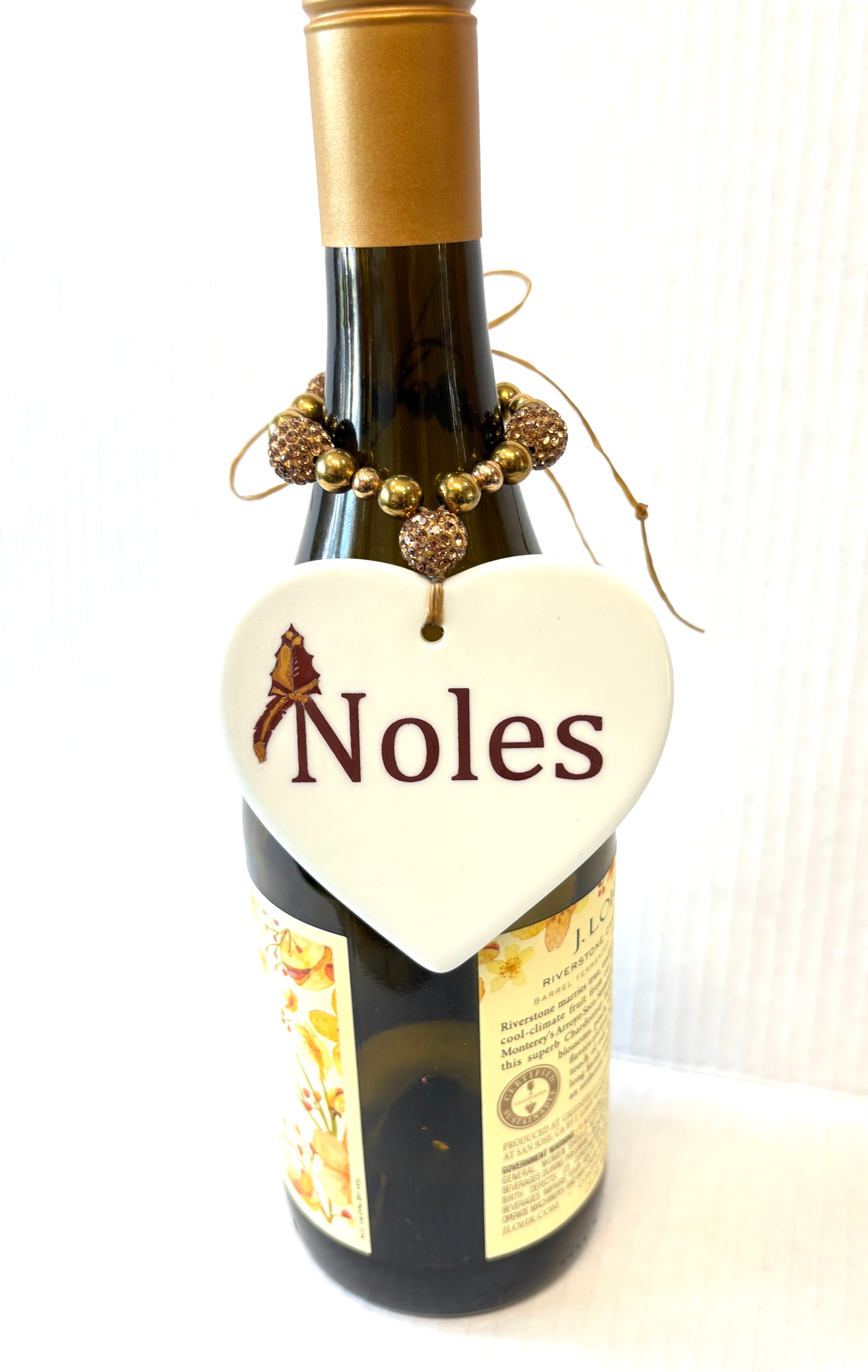 Florida State “Noles” Heart Porcelain Wine Bottle Tag – Tailgate Party Decor by MadebyMonaH