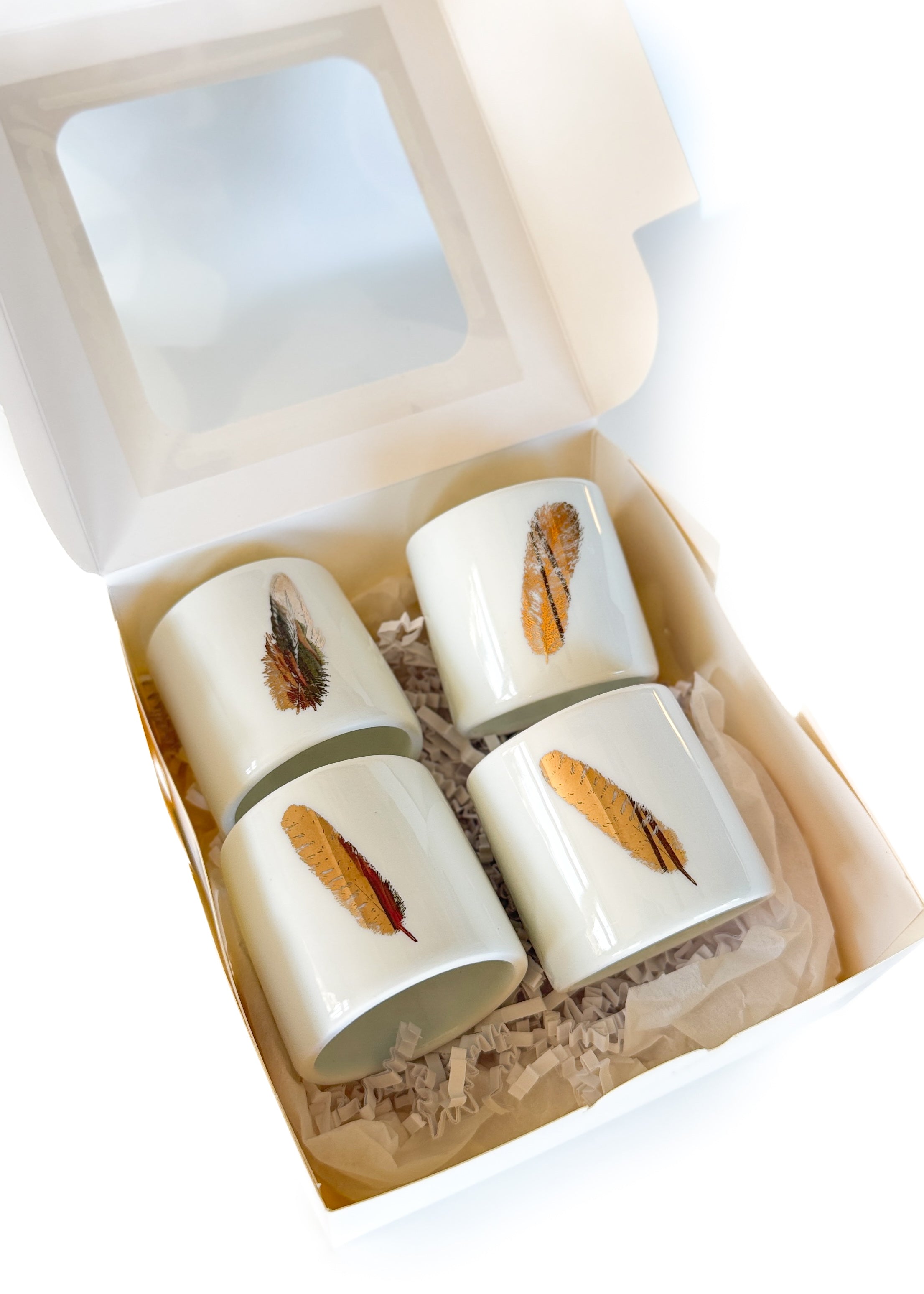 Feather Porcelain Napkin Rings Gold