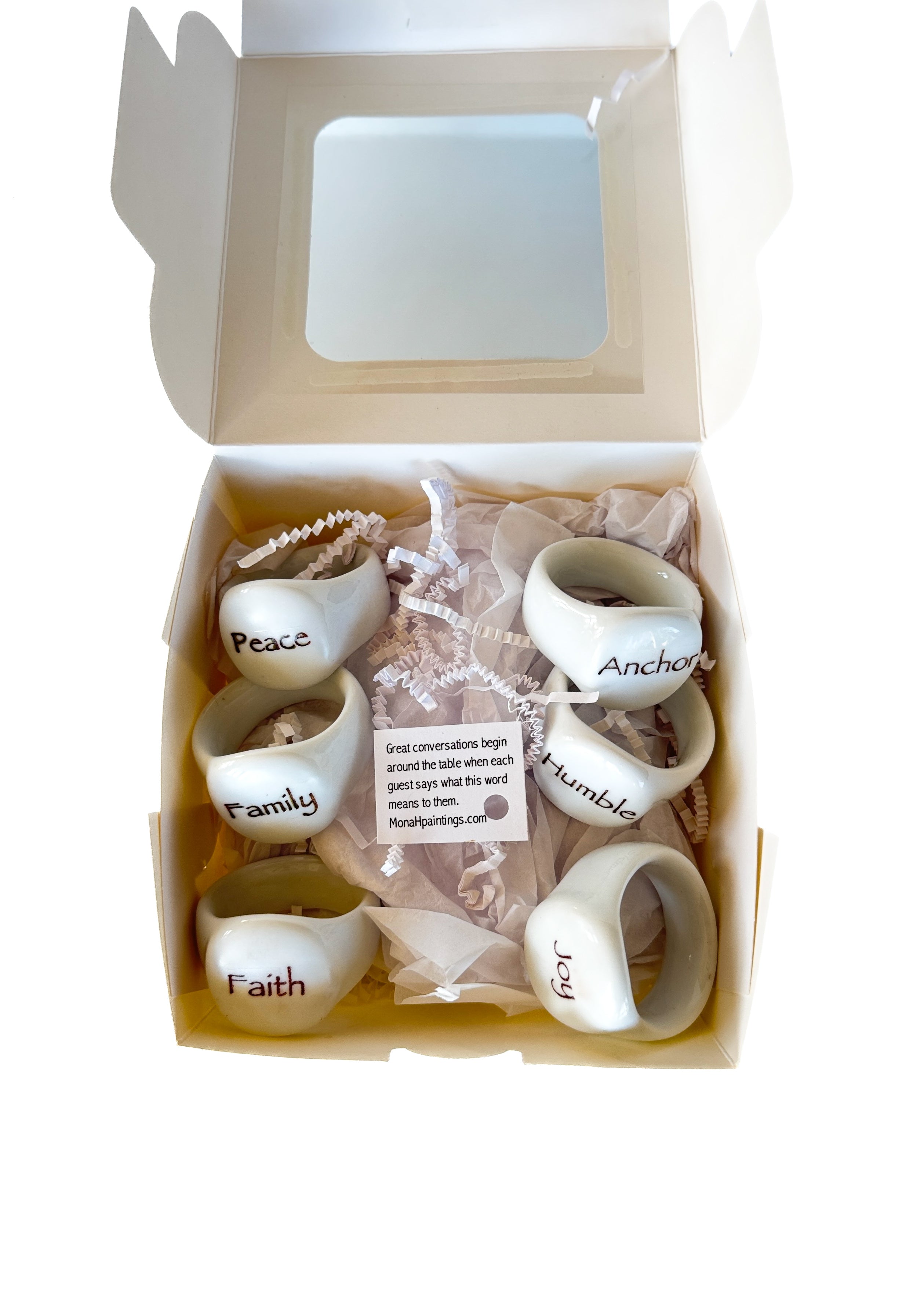Porcelain Napkin Rings Word's