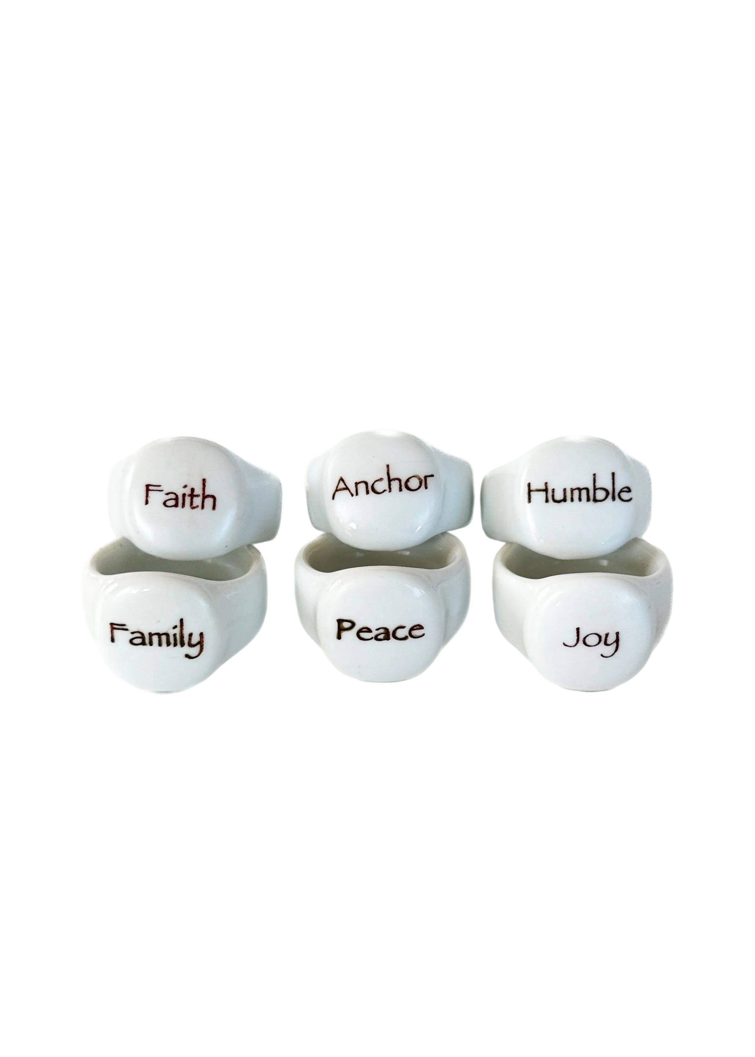 Porcelain Napkin Rings Word's