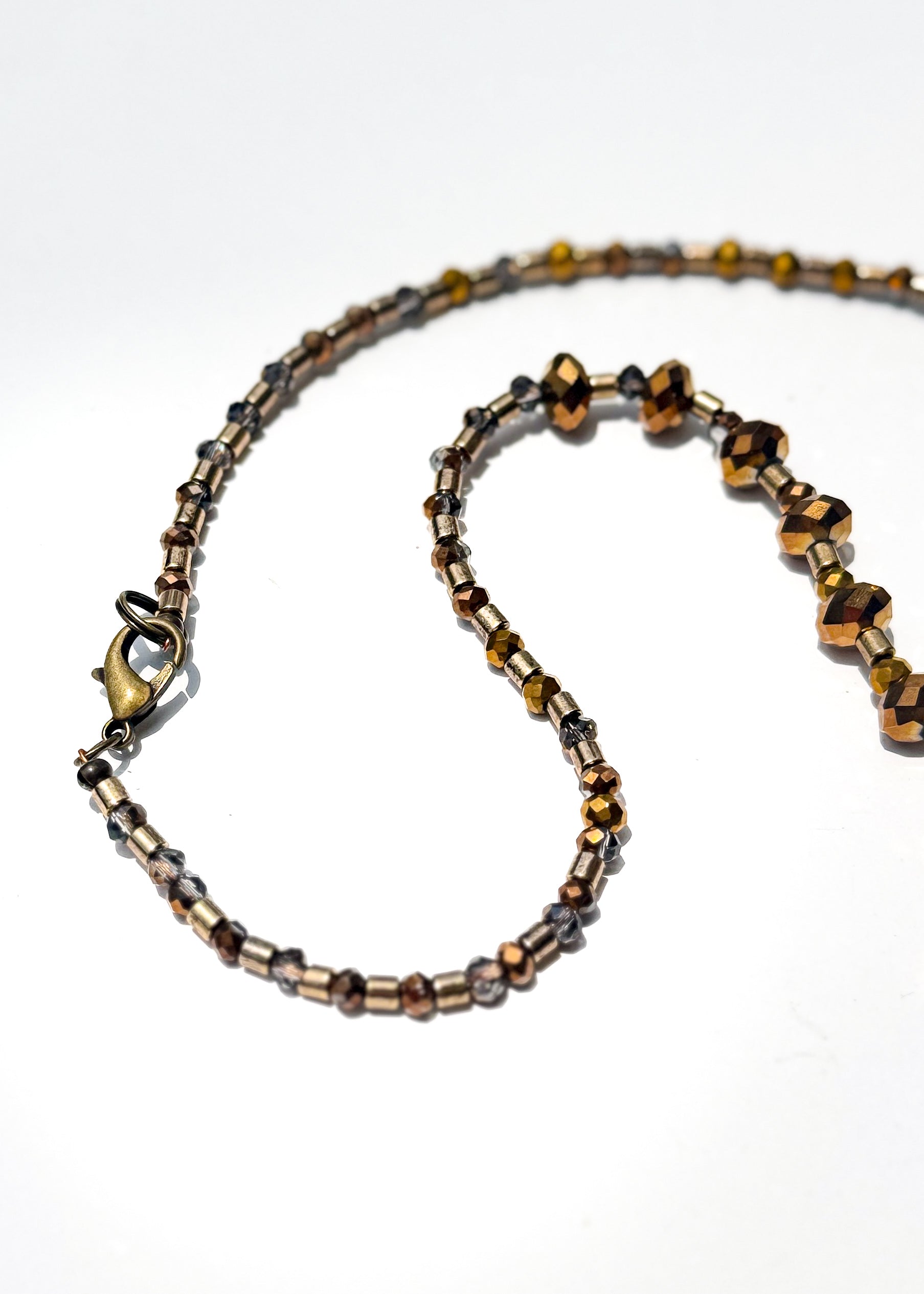 Shrimp Coastal Pendant Beaded Necklace Gold