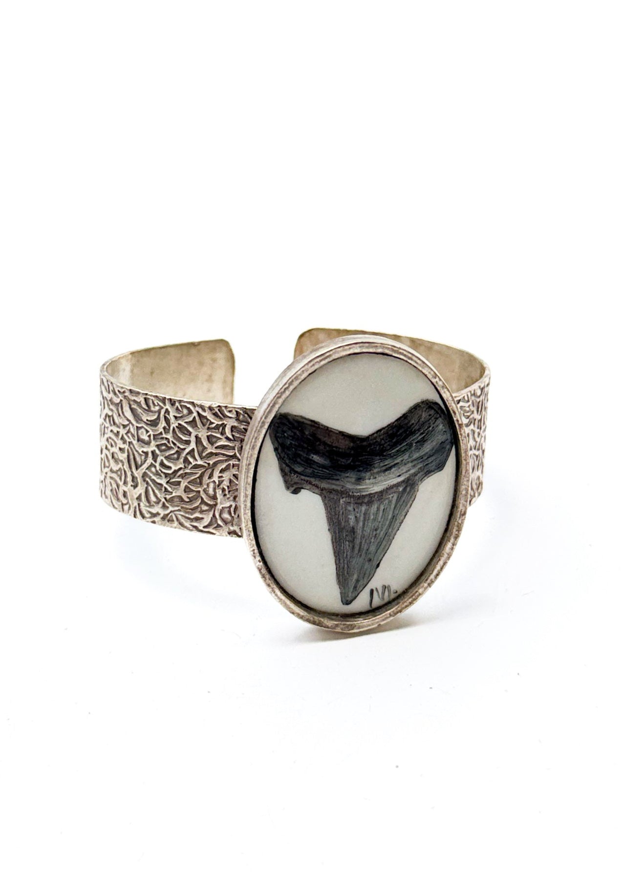 Shark Tooth Coastal Cuff Silver Bracelet