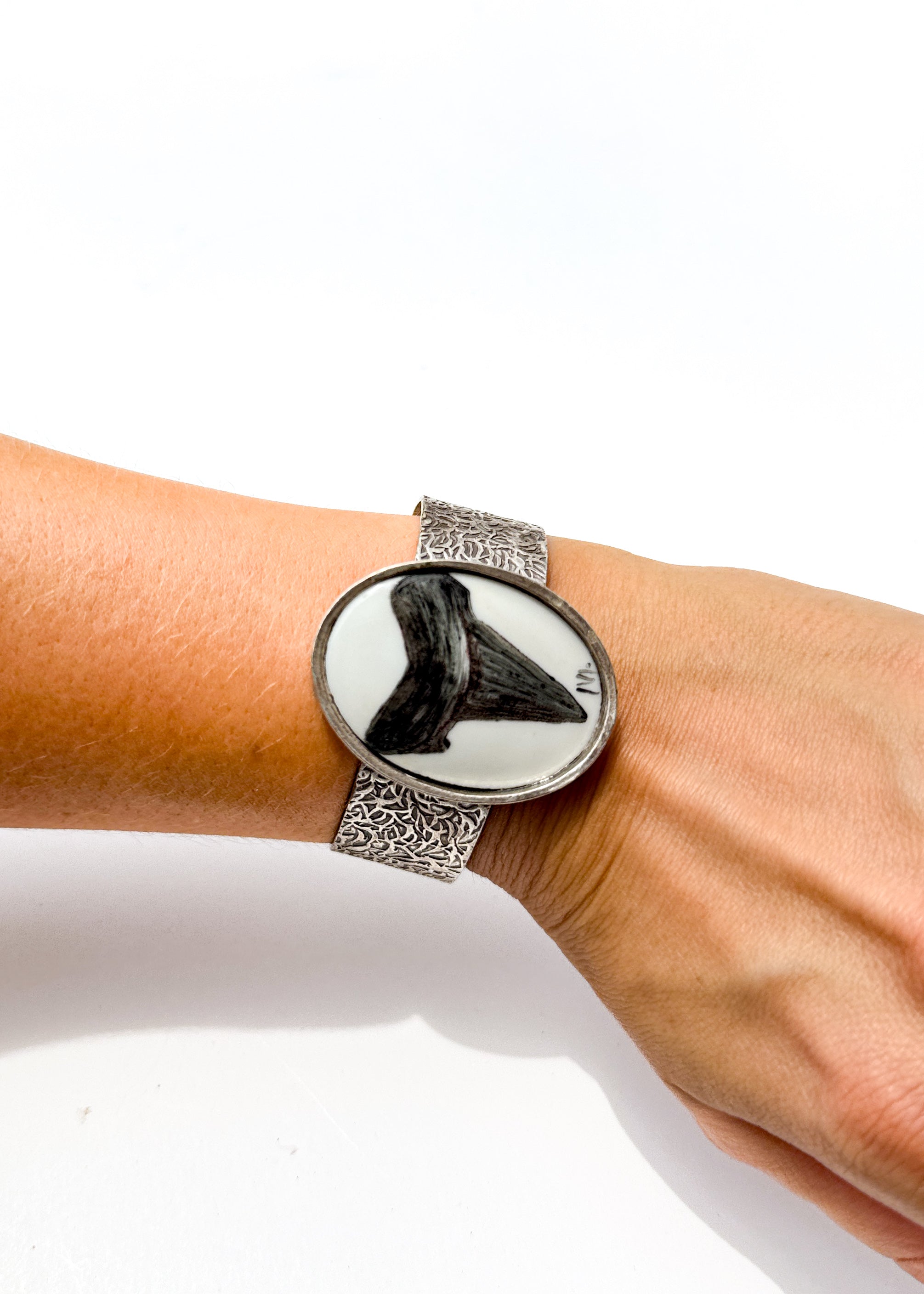 Shark Tooth Coastal Cuff Silver Bracelet
