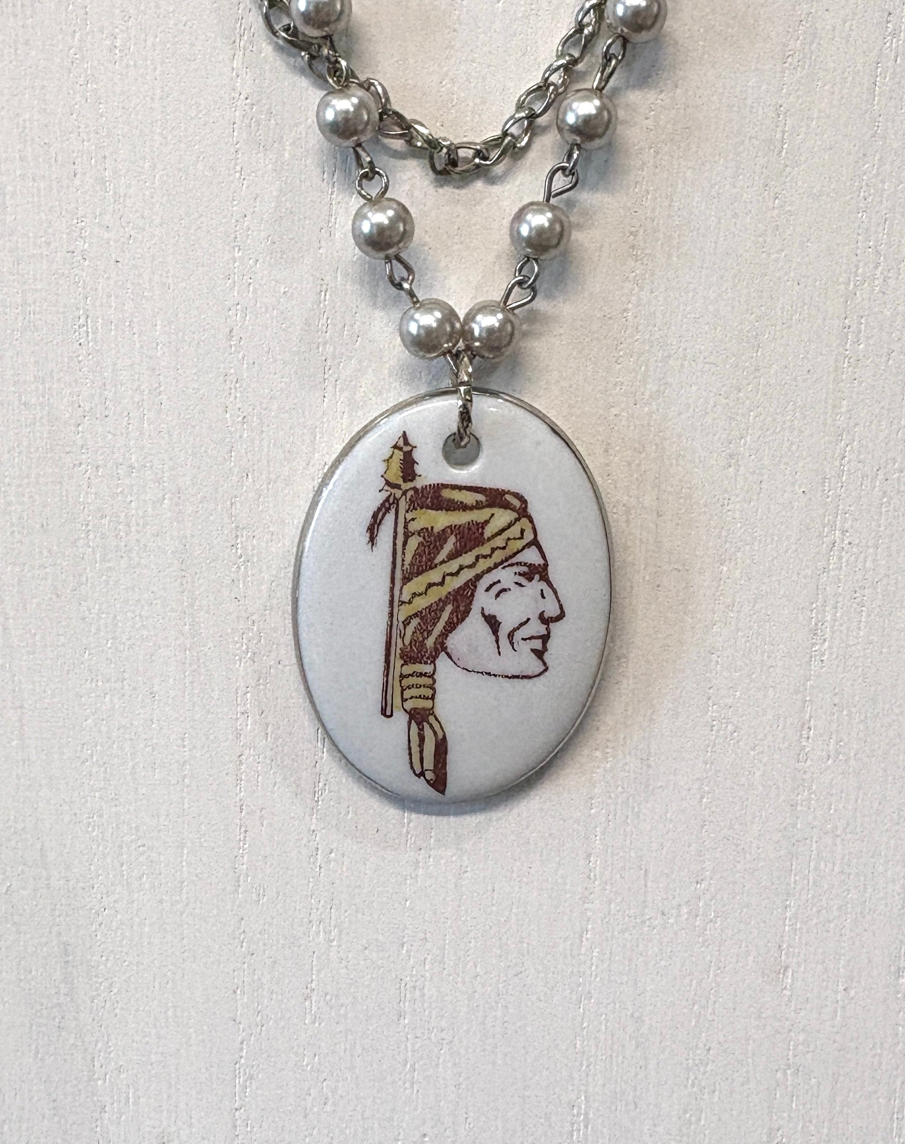 Florida State Seminoles Hand-Painted Porcelain Pendant Necklace – Silver Layered